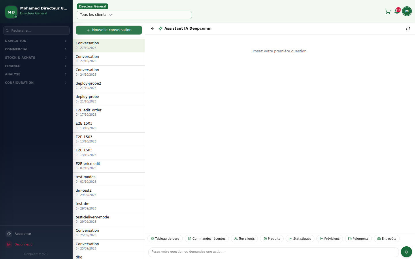 Capture du module Assistant IA dans DeepComm