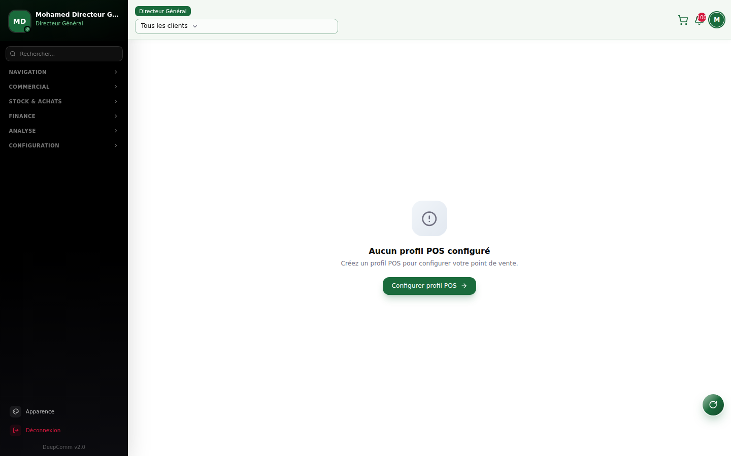 Capture du module Sessions POS dans DeepComm